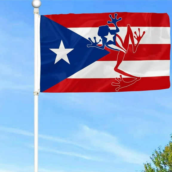 Bayyon Puerto Rico Coqui Rican Frog Flag Banner with Grommets 3x5Feet Man cave Decor