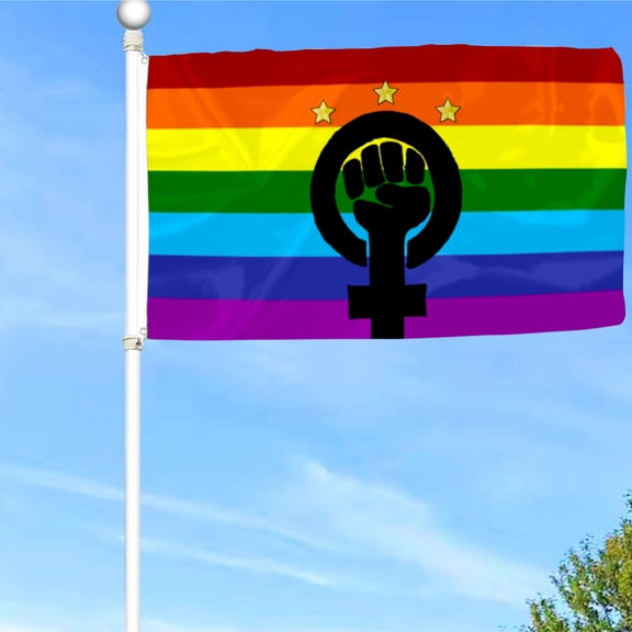 Bayyon Rainbow Pride Power Flag Banner with Grommets 3x5Feet Man cave Decor