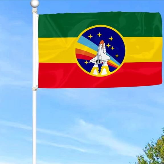 Bayyon Rainbow Rocket Spacecraft Flag Banner with Grommets 3x5Feet Man cave Decor
