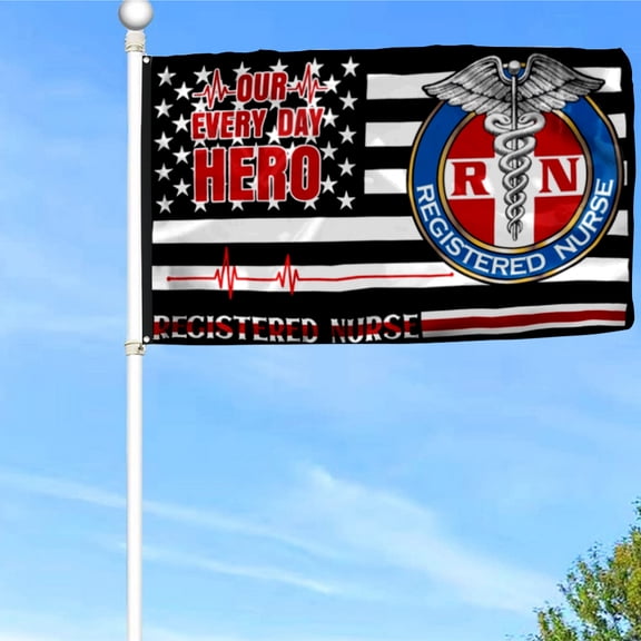 Bayyon Registered Nurse Grommet Flag Our Every Day Hero Flag Banner with Grommets 3x5Feet Man cave Decor