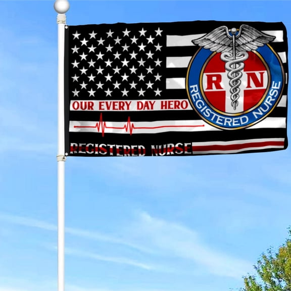 Bayyon Registered Nurse Grommet Flag Our Every Day Hero Flag Banner with Grommets 3x5Feet Man cave Decor