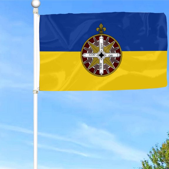 Bayyon Retro Image of Compass Flag Banner with Grommets 3x5Feet Man cave Decor