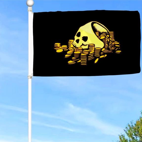 Bayyon Skull and Money Flag Banner with Grommets 3x5Feet Man cave Decor