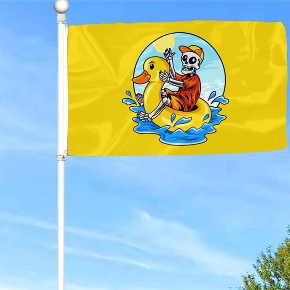 Bayyon Skull and Rubber Duck Flag Banner with Grommets 3x5Feet Man cave Decor