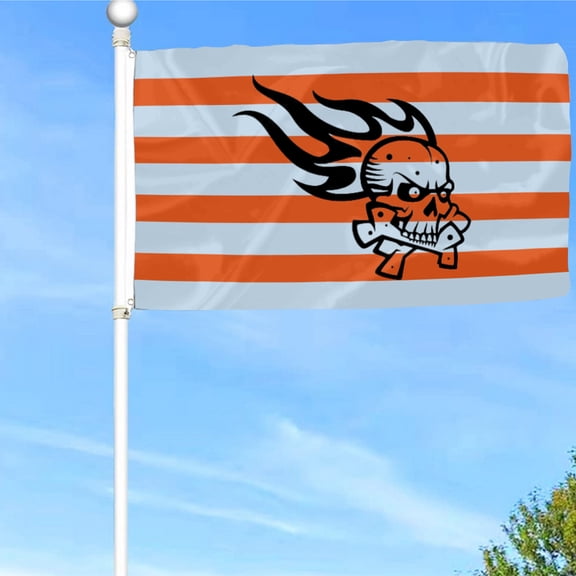 Bayyon Skull with Flame Flag Banner with Grommets 3x5Feet Man cave Decor