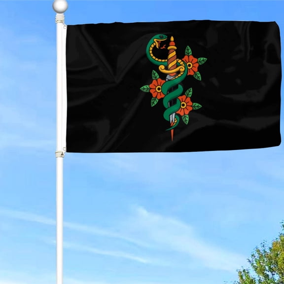 Bayyon Snake and Dagger Flag Banner with Grommets 3x5Feet Man cave Decor