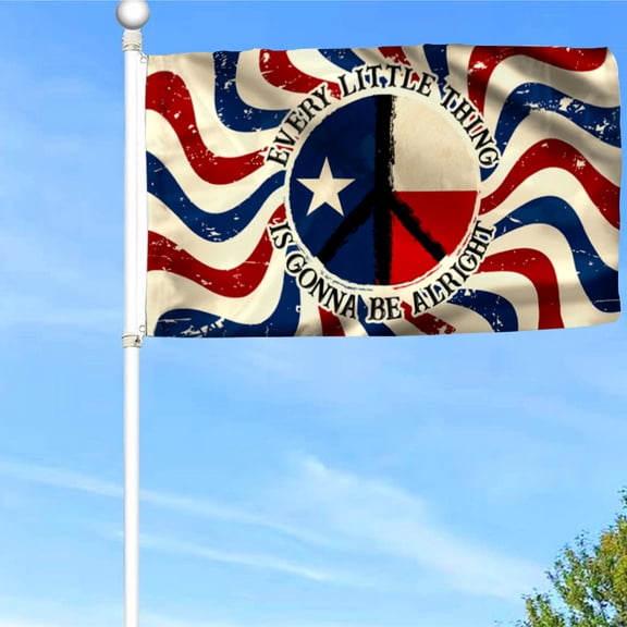 Bayyon Texas Hippie Grommet Flag, Every Little Thing Is Gonna Be Alright Flag Banner with Grommets 3x5Feet Man cave Decor