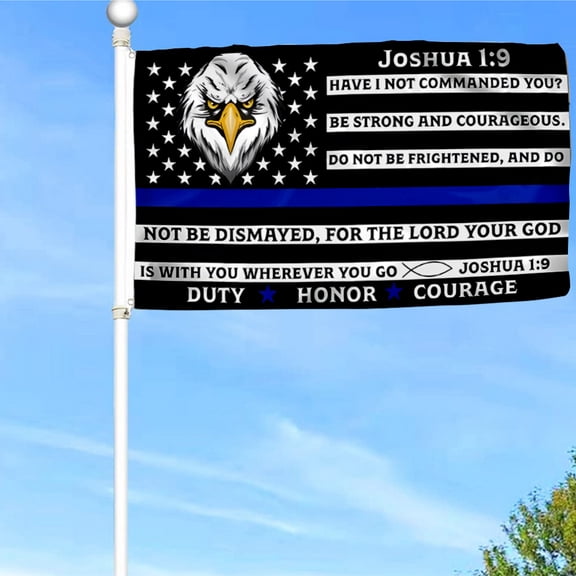 Bayyon Thin Blue Line Police Eagle Flag Banner with Grommets 3x5Feet Man cave Decor