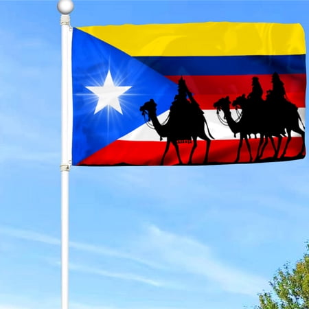 Bayyon Three Wise Men Puerto Rico And Columbia Grommet Flag Banner with Grommets 3x5Feet Man cave Decor
