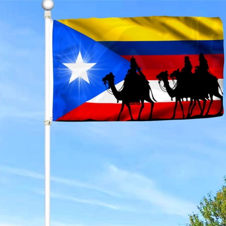 Bayyon Three Wise Men Puerto Rico And Columbia Grommet Flag Banner with Grommets 3x5Feet Man cave Decor
