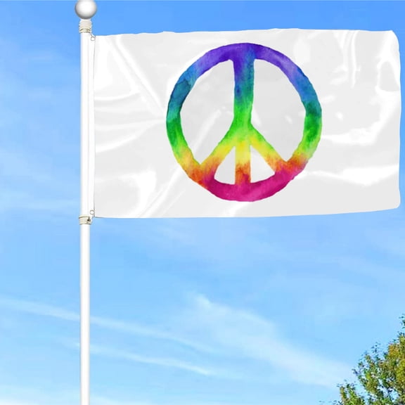 Bayyon Tie Dye Rainbow Peace Flag Banner with Grommets 3x5Feet Man cave Decor