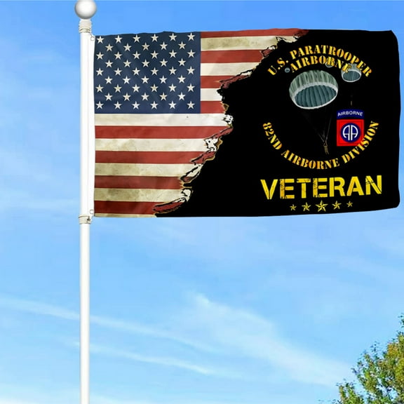 Bayyon US Military 82nd Airborne Division Veteran Flag Banner with Grommets 3x5Feet Man cave Decor