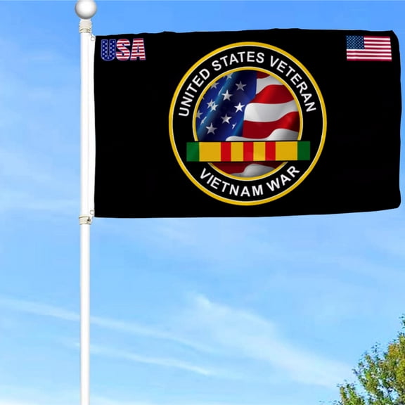 Bayyon US Military Vietnam Veteran Flag Banner with Grommets 3x5Feet Man cave Decor