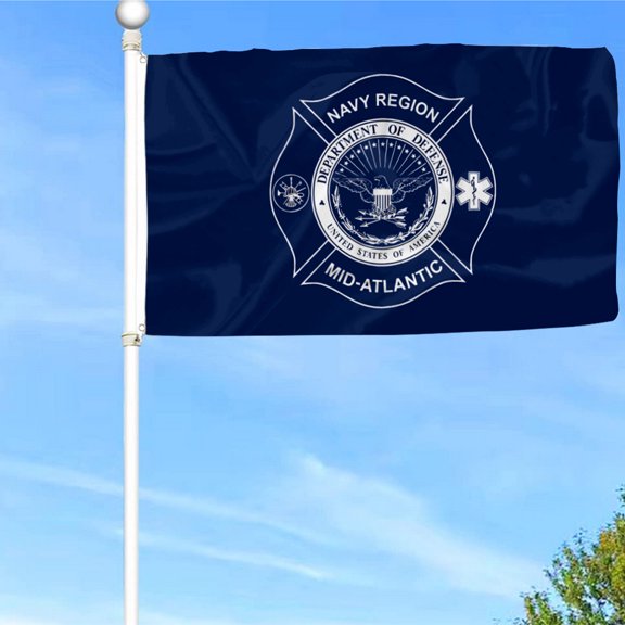 Bayyon US Naval Station Newport Defense Department Flag Banner with Grommets 3x5Feet Man cave Decor