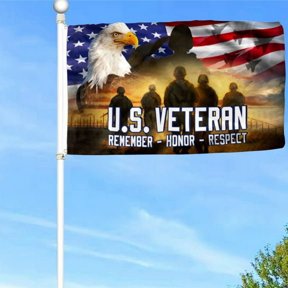 Bayyon US Veteran American Memorial Grommet Flag Banner with Grommets 3x5Feet Man cave Decor