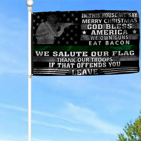 Bayyon Veteran Grommet Flag Thin Green Line Patriotism Flag Banner with Grommets 3x5Feet Man cave Decor