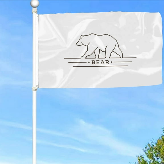 Bayyon White Bear Flag Banner with Grommets 3x5Feet Man cave Decor