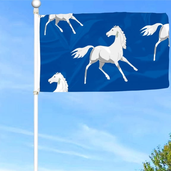 Bayyon White Horse Flag Banner with Grommets 3x5Feet Man cave Decor