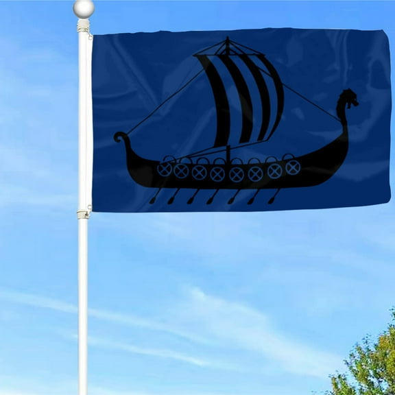 Bayyon Yekiua Viking Ship Flag Banner with Grommets 3x5Feet Man cave Decor