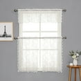 thumbnail image 1 of Bazaahm Floral Lace Kitchen Rod Pocket Semi Sheer Curtains for Windows Farmhouse Kitchen Decor,15"L x 56"W,White,1Panel, 1 of 6