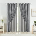 thumbnail image 1 of Bazaahm Grey Blackout Curtains & Elegant Rose Floral Lace Sheer Curtains for Bedroom Farmhouse Double Layer Grommet Drapes, 52"W x 84"L x 4, 1 of 6
