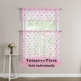thumbnail image 1 of Bazaahm Pink Sheer Kitchen Curtains with Boho Metallic Polka Dots Pattern 28”W x 24”L Rod Pocket Tier Drapes for Bathroom, Set of 2 Panels, 1 of 5