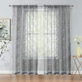 thumbnail image 1 of Bazaahm Sheer Lace Grey Curtains for Bedroom Living Room 95"L x 55"W Farmhouse Rose Floral Embroidery Rod Pocket Drapery, Set of 2, 1 of 6