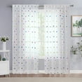 thumbnail image 1 of Bazaahm White Sheer Curtains Light Filtering Kids Curtains for Bedroom Colorful Metallic Polka Dots Pattern Window Drapes, Rod Pocket 54"L x 52"W 1 Pair, 1 of 6