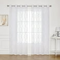 thumbnail image 1 of Bazaahm White Sheer Curtains for Bedroom Living Room Lattice Linen Geometric Embroidered Moroccan Voile Drapes, 84"L x 52"W 2pcs, Grommet Top, 1 of 6