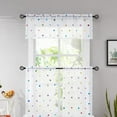 thumbnail image 1 of Bazaahm White Valance Curtain for Kitchen Bathroom 15"L x 56"W Boho Colorful Metallic Polka Dot Sheer Window Valance, Rod Pocket, 1 Panel, 1 of 6
