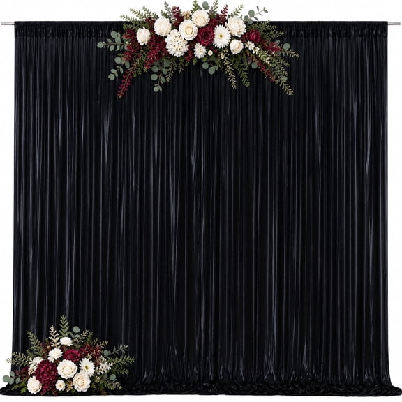 Bazeen Wrinkle-Resistant Glitter 10ft x 10ft Metallic Background, 2 Panels 5ft x 10ft(Black)
