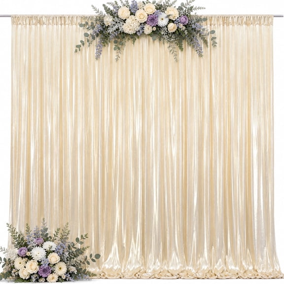 Bazeen Wrinkle-Resistant Glitter 10ft x 10ft Metallic Background, 2 Panels 5ft x 10ft(Champagne)