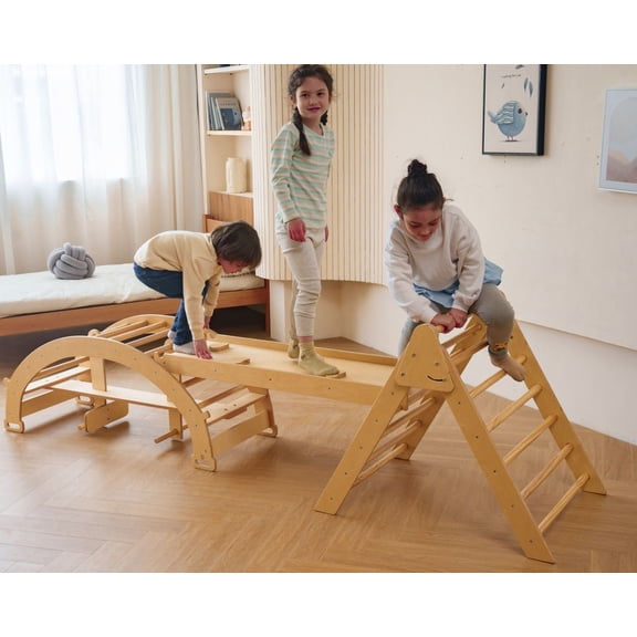 Bazel - Pikler 6-in-1  Climber with Rocker Arch and Slide Set