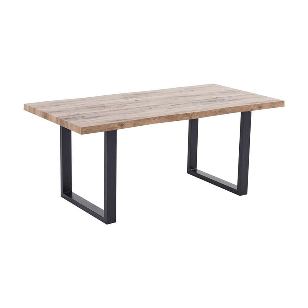 Bazely Industrial Reclaimed Oak Wood Dining Table with Black Base