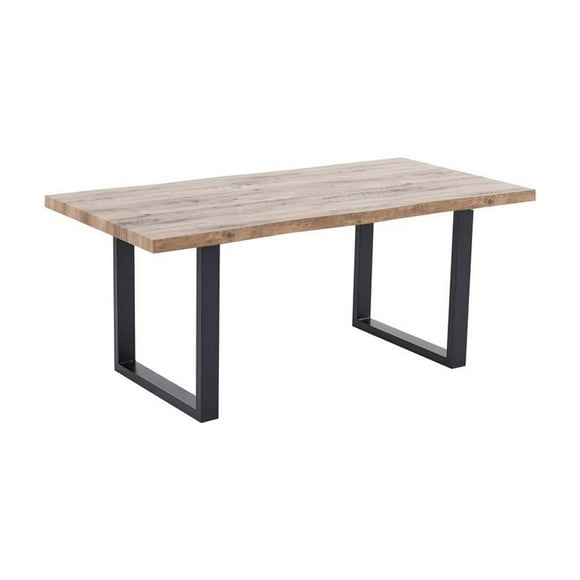 Bazely Industrial Chic Rectangular Oak Wood Dining Table with Black Base