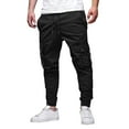 thumbnail image 1 of Bazeneo Cargo Joggers for Men Elasticated Waist Drawstring Work Trousers Regular Fit Cuffed Jogging Bottoms Plain Colour Multi Pocket Combat Trousers Outdoor Hiking Camping Pants, 1 of 5