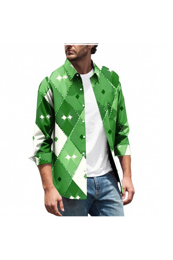 Checked Shirt Mens Long Sleeve Designer Shacket Regular Fit Overshirt Button Up Plaid Shirts Lapel Collar Work Shirt Jacket Lightweight Tops Stylish Spring Outfits for Men