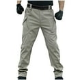 thumbnail image 1 of Bazeneo Combat Trousers for Men Plus Size Elastic Waist Cargo Work Trouser Solid Colour Relaxed Fit Workwear Ripstop Casual Utility Pants Mens Hiking Fishing Bottoms (No Belt), 1 of 7