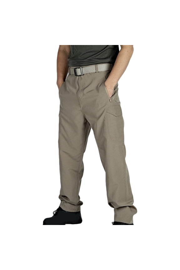 Combat Trousers for Men Waterproof Work Pants with Zip Pockets Plain Colour Baggy Cargo Trouser Straight Leg Ripstop Tactical Bottoms Outdoor Camping Outfits (No Belt)