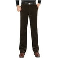thumbnail image 1 of Bazeneo Corduroy Trousers Men Loose Fit Dress Trouser Vintage Solid Colour Cotton Pants Straight Leg Flat Front Bottoms Casual Business Clothes with Pockets All Waist (No Belt), 1 of 6