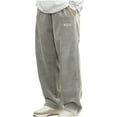 thumbnail image 1 of Bazeneo Corduroy Trousers Men Loose Fit Smart Casual Trouser Elasticated Waist Drawstring Pants Solid Colour Straight Leg Bottoms Spring and Winter Mens Lounge Wear with Pockets, 1 of 6