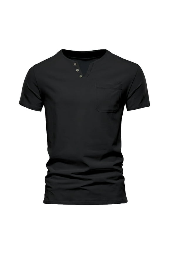 Designer T Shirts Men Summer V Neck Tshirts Short Sleeve Designer T-shirts with Pocket Plain Colour Regular Fit Tees Casual Lightweight Base Tops Men's Fashion Daily Wear