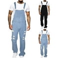 thumbnail image 1 of Bazeneo Dungarees Mens Bib and Brace Overalls for Men Ripped Regular Fit Work Overalls Washed Straight Leg Denim Dungarees Distressed Jumpsuit with Pockets Smart Casual Lounge Wear, 1 of 8