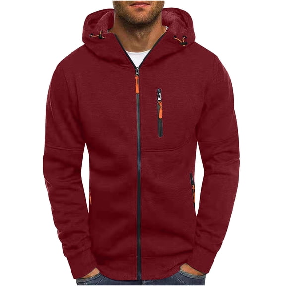 Bazeneo Fleece Jacket Mens Full Zip Hoodies Smart Casual Track Jackets with Hood Long Sleeve Fitted Sports Jackets Plain Colour Hooded Sweatshirts Slim Fit Zipper Cardigan Autumn Tops