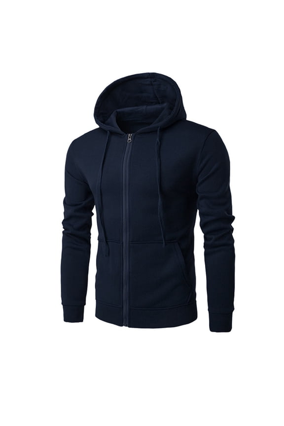 Fleece Jacket Mens Zip Up Hoodies with Pockets Long Sleeve Hooded Track Jackets Slim Fit Drawstring Hoodie Plain Colour Zipped Sportswear Men Casual Outwear for Autumn