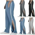 thumbnail image 1 of Bazeneo Gym Trousers Men Loose Fit Sports Trousers Elastic Waist Track Bottoms Full Length Side Zipper Joggers Plain Colour Baggy Activewear Smart Casual Clothes for Training Running, 1 of 6
