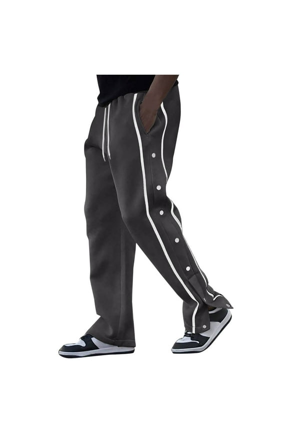 Gym Trousers Men Loose Fit Sports Trousers Elasticated Waist Drawstring Activewear Plain Wide Leg Tracksuit Bottoms Smart Casual Mens Sweatpants for Running Jogging Large