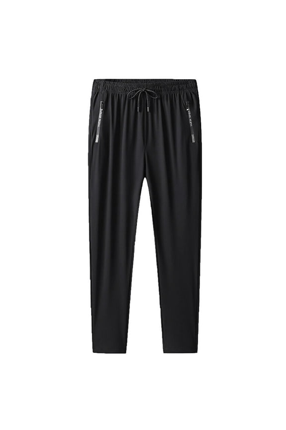 Gym Trousers Men with Zip Pockets Quick Dry Sport Trouser Plain Elastic Waist Athletic Pants Lightweight Loose Fit Track Bottoms Baggy Sportswear for Jogging Basketball M-4XL