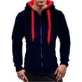 thumbnail image 1 of Bazeneo Hoodies for Men Zip Up Gym Hoodie with Pocket Long Sleeve Track Jackets Colour Block Comfortable Fit Sports Jackets Zipped Ribbed Cuff Outwear Mens Autumn Jacket, 1 of 4