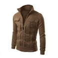 thumbnail image 1 of Bazeneo Jackets for Men Smart Casual Work Jackets Long Sleeve Full Zip Work Wear Western Style Stand Collar Outwear Solid Colour Fitted Coats Slim Fit Zipped Jacket Autumn Clothes, 1 of 4
